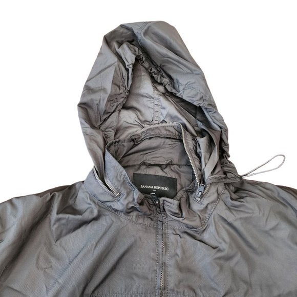 Banana Republic Jacket Men's Size XL Gray Waterproof Windbreaker Hooded Zip - Picture 16 of 16